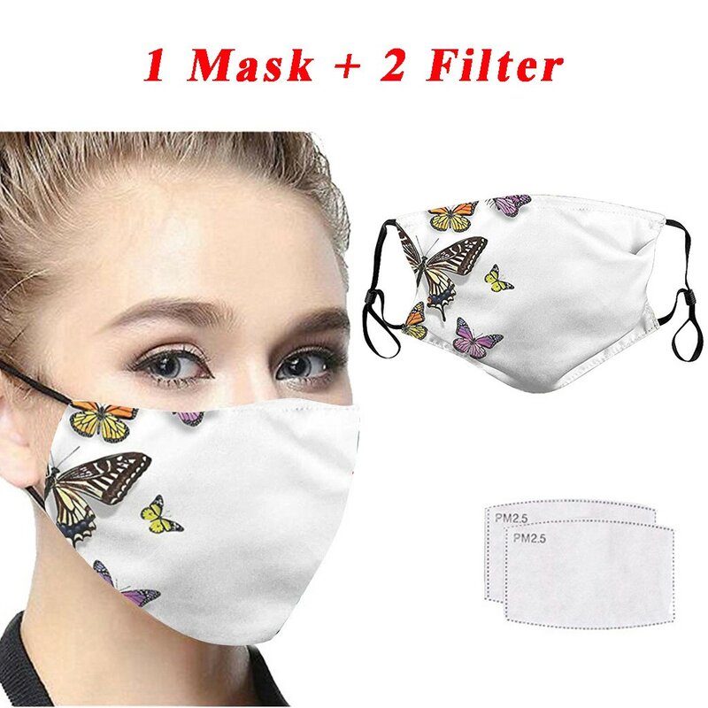 Mode Afdrukken Stofdicht Winddicht Fog Haze PM2.5 Kan Zetten Filter Masker Voor Vrouwen Mannen Jongen Meisje
