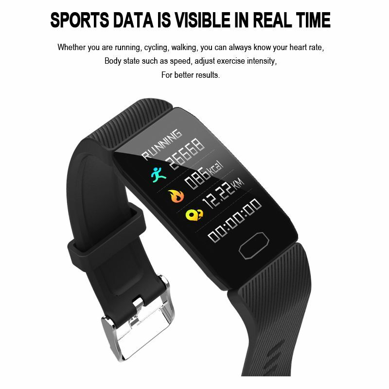 Q1 smart watch 1.14 "duży ekran bransoletka fitness Monitor pracy serca sportowy rejestrator aktywności zegarek z krokomierzem pasek