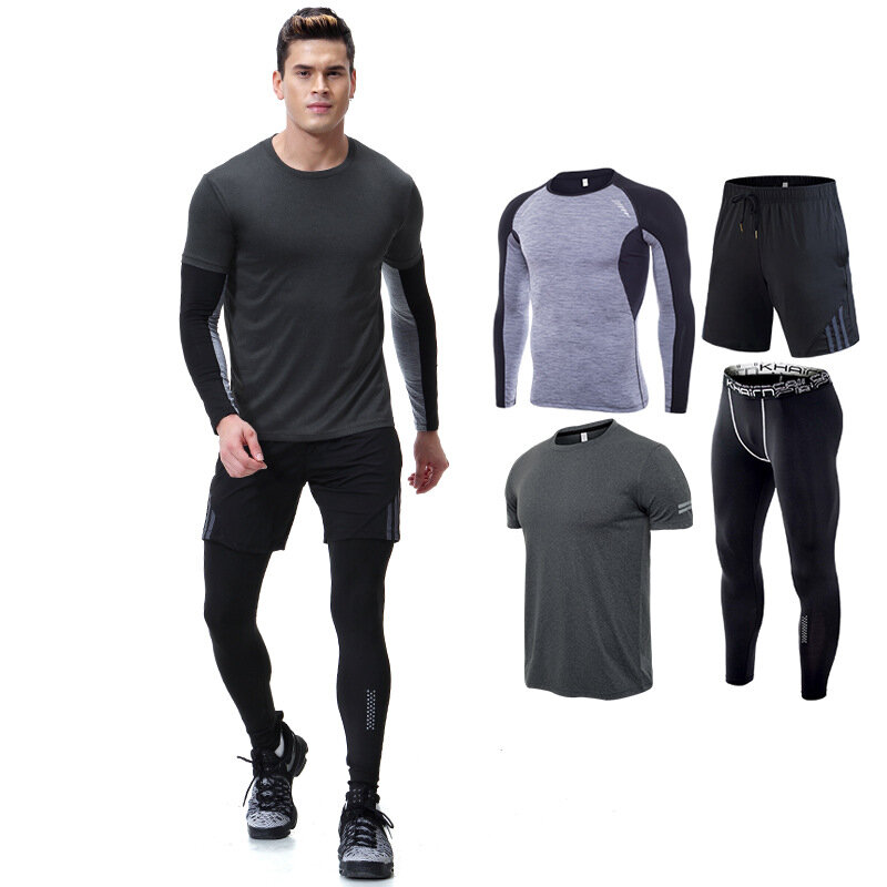 Модные мужские шорты с коротким рукавом, футболки, быстросохнущая Спортивная повседневная одежда, спортивная тренировочная одежда, четыре ...