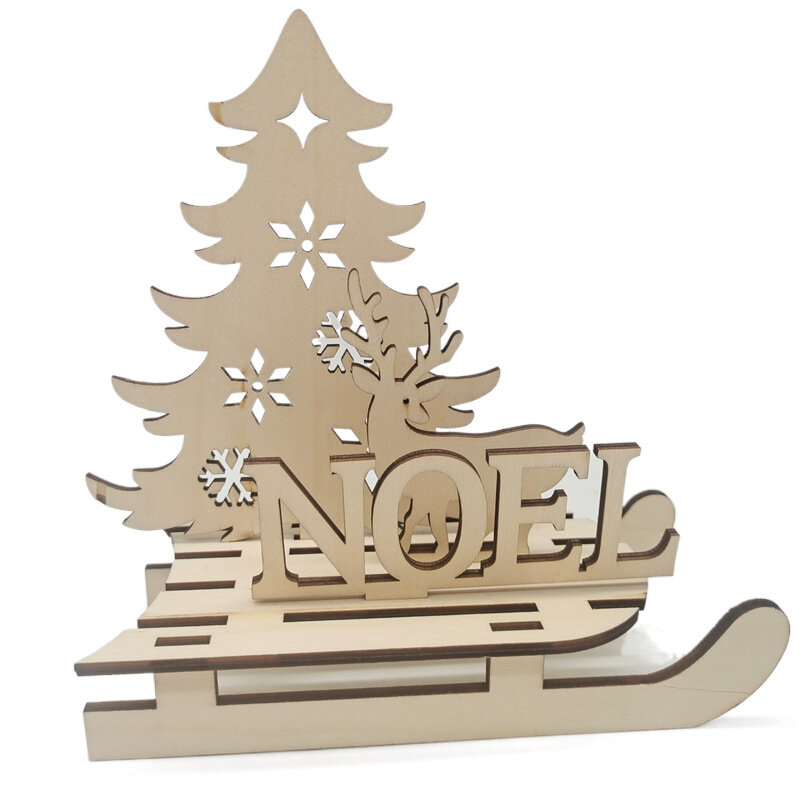 Pendentif de décoration de noël en bois, sculpture creuse créative, cadeaux d'arbre de noël, bonhomme de neige, décoration de joyeux noël pour la maison