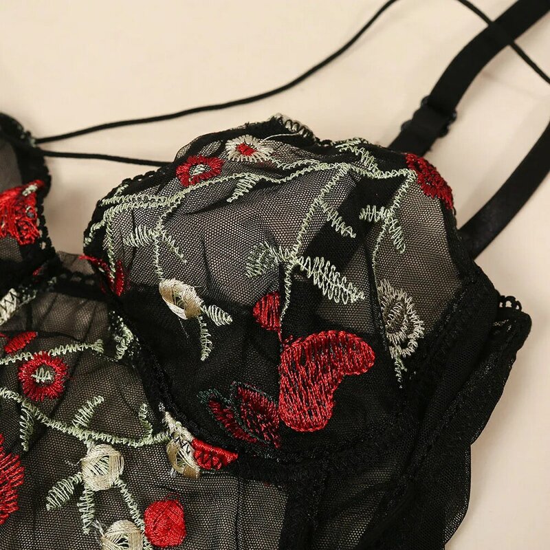 SEBOWEL-بدلة ضمادة من الدانتيل المخرم على شكل زهرة للنساء ، بلوزة بدون أكمام من الكروشيه ، ملابس علوية من الأسفل مع طباعة زهور سوداء وبيضاء
