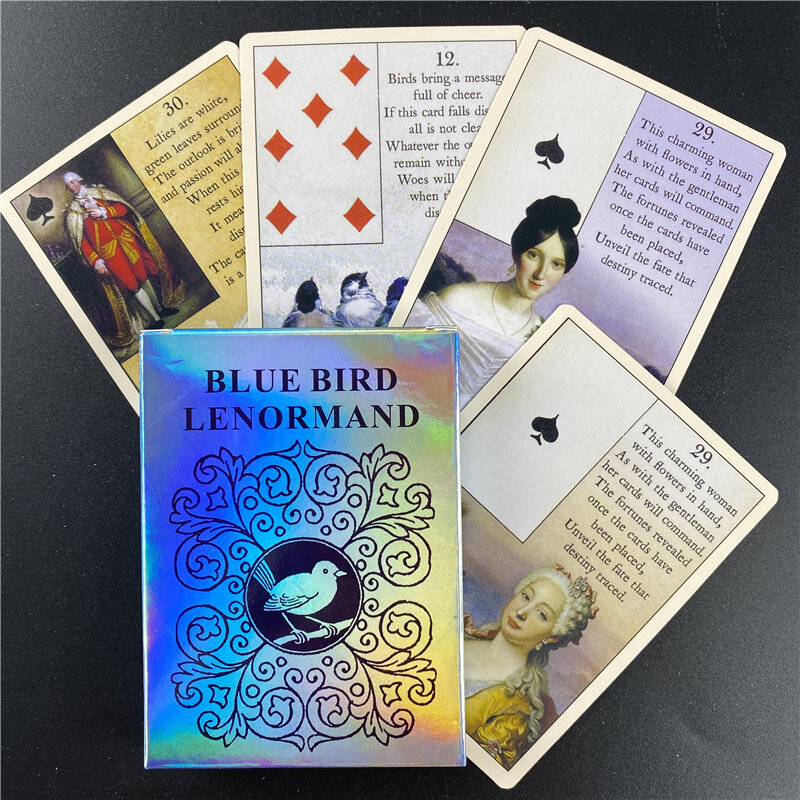 2021 رائجة البيع الإنجليزية الأزرق الطيور لينورماند أوراكل بطاقات مصنع صنع أوراكل ورق مقوى لعبة