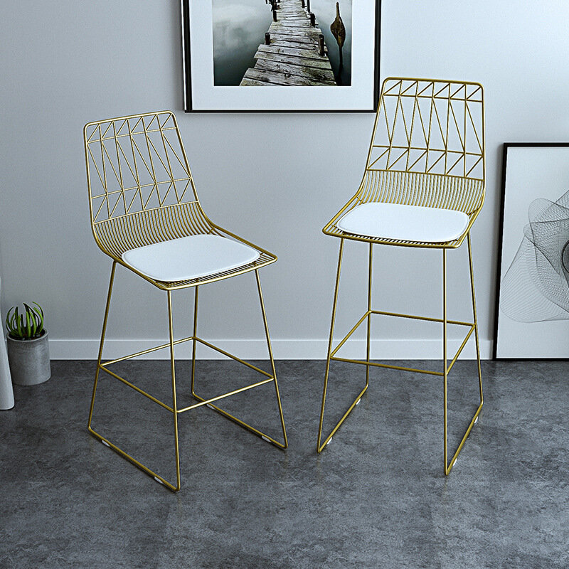 Nordic-cadeiras para bar, assentos combinados, cadeiras altas, banquetas de ferro ou douradas, assentos para café ou barbeiro