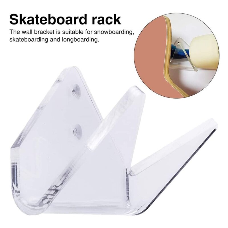 Rak Dinding Skateboard Akrilik Longboard Deck Skate Skuter Skateboard Dinding Penyangga Tampilan Gantungan Berdiri