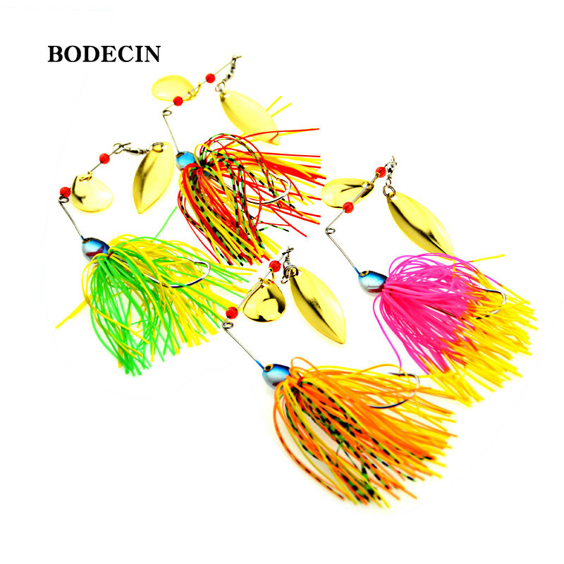 4PCS Fishing Lure Wobblers Lures Sinking 17G  Spinner Spoon Bait Tackle Artificial Baits Metal Sequins Chartreuse Spinnerbait