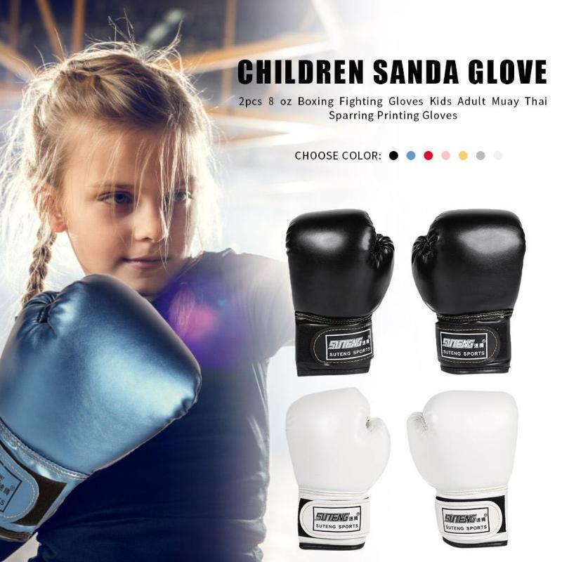 2pcs Professional Boxing Training Fighting Gloves PU Leather Kids Breathable Muay Thai Sparring Punching Karate Kickboxing Glove
