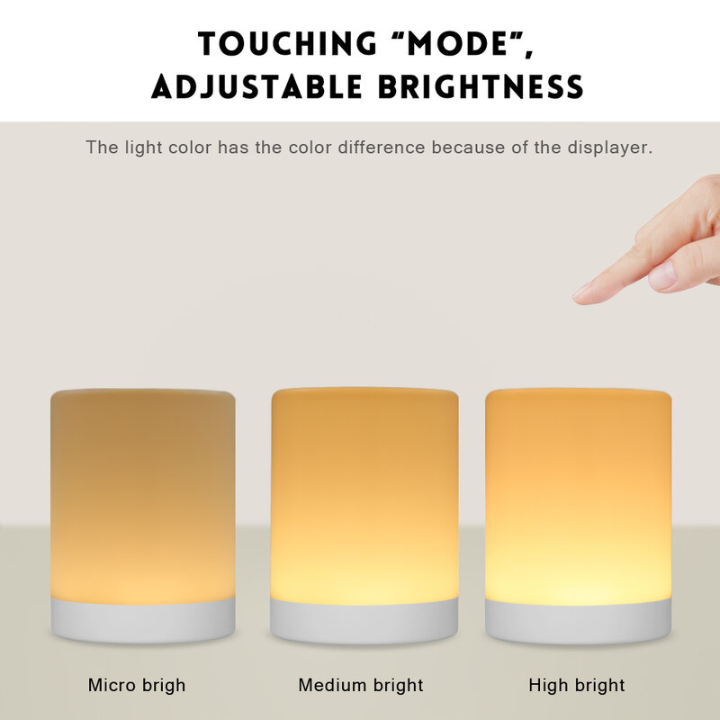 ชาร์จสมาร์ท LED Touch Control Night Light Induction Dimmer อัจฉริยะข้างเตียงแบบพกพาโคมไฟหรี่แสงได้ RGB สีเปลี่ยน