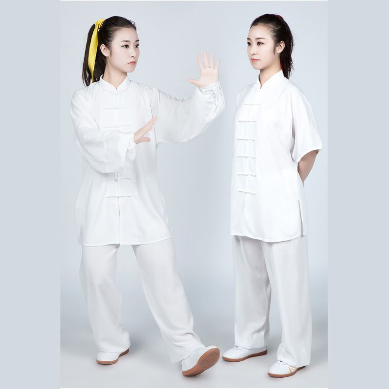 Unisex Chinese Traditionele Tai Chi Uniform Faux Linnen Lange Mouwen Ochtend Oefeningen Kung Fu Kleding Vechtsporten
