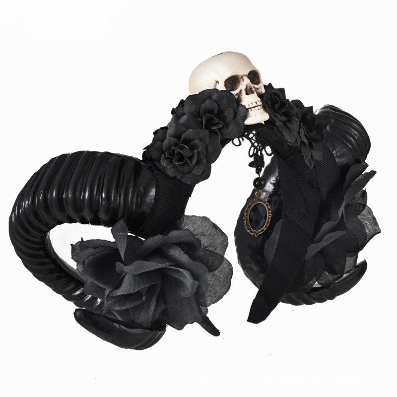 Gothic Retro Black Flower Skull Head Claw Headband Headdress Photo Headdress Halloween Carnival Day Party Role Playing Props