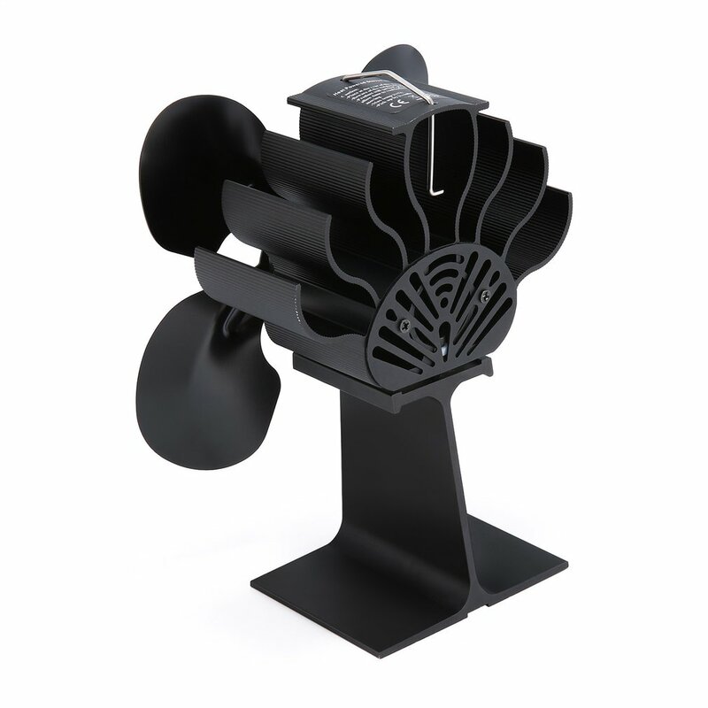 4 лезвия Вентилятор для печи, работающий от тепловой энергии деревянная горелка Ecofan Тихая черная домашняя вентилятор для камина эффективно...