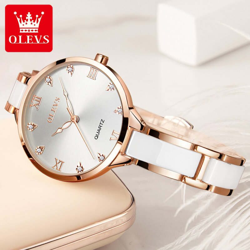 OLEVS 여성 시계 유명 럭셔리 브랜드 스테인레스 스틸 우아한 여성 쿼츠 시계 패션 Reloj Mujer 숙녀 복장 시계