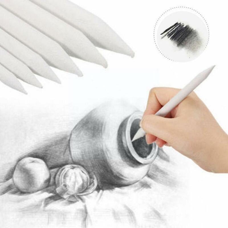 Pena Gambar Putih Stik Tunggul Noda untuk Gambar Kertas Beras Arang Lukisan Sketsa Pena Kertas Rol Pensil Lukisan Supp O4I1