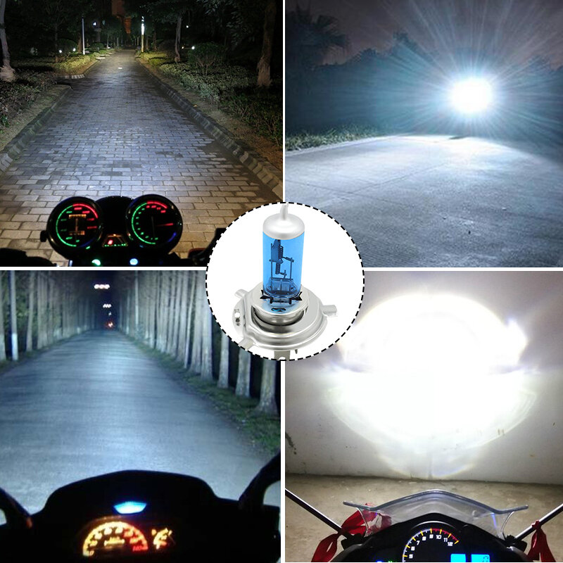 Eliteson 2 قطعة دراجة نارية مصابيح الهالوجين H4 35/35 واط الضباب المصابيح الأمامية موتور 12 فولت سوبر الأبيض مصابيح هالوجين