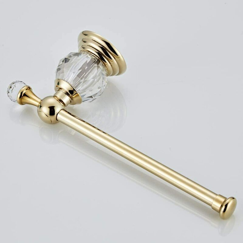 Crystal Toilet Paper Holder, Gold Toilet Roll Holder Modern Bathroom Accessories Zinc Alloy Tissue Hanger Wall Mounted