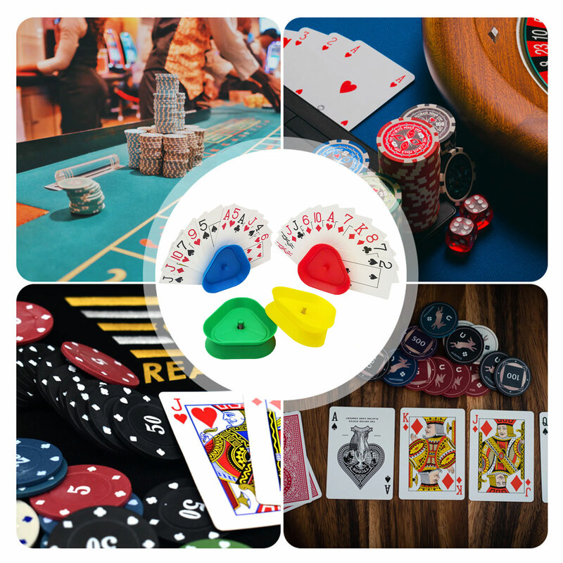 Soporte para cartas de juego para niños y adultos, portatarjetas de póker con forma Triangular, manos libres, 4 Uds.