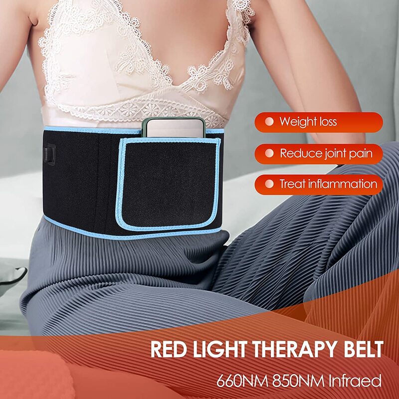 Red LED Light Infrared Therapy Belt 850nm 660nm Waist, Pain Relief Belt Weight Loss Slimming Machine Waist Heat Pad Massager