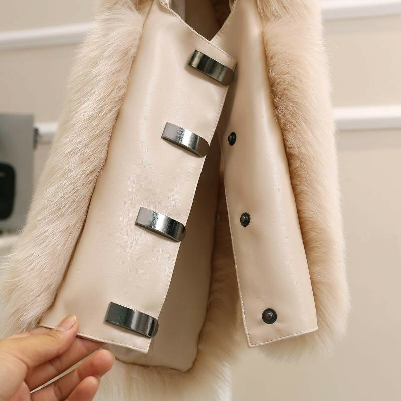 Moda de luxo do falso pele colete casaco grosso quente das mulheres inverno casaco de pele 2021 sem mangas colete plus size senhoras casaco de pelúcia