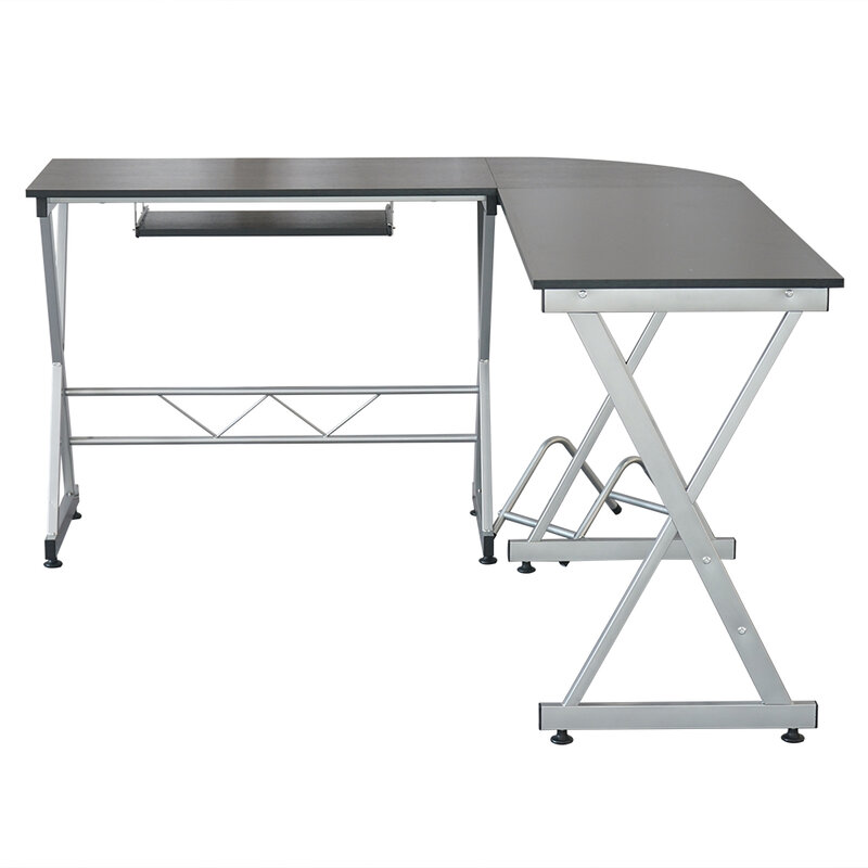 L-образный деревянный настольный компьютерный стол для офиса, легко устанавливается, прочный для учителей, студентов или бизнесменов, черны...