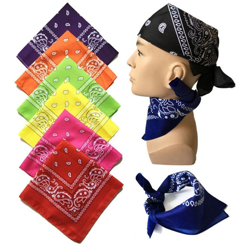 Bandeau Bandana Hip-hop en Polyester et coton, écharpe carrée imprimée, Rock, accessoires pour cheveux