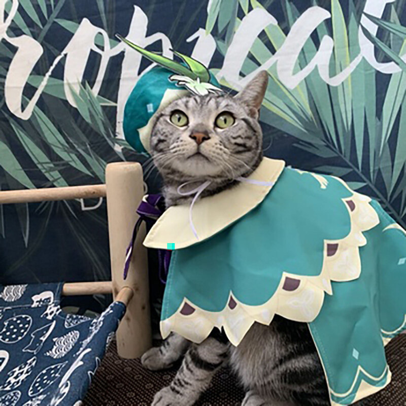 Jogo genshin impacto animal de estimação uniforme roupas kawaii venti cosplay gato cachorro manto casaco chapéu loli traje prop suprimentos para animais estimação