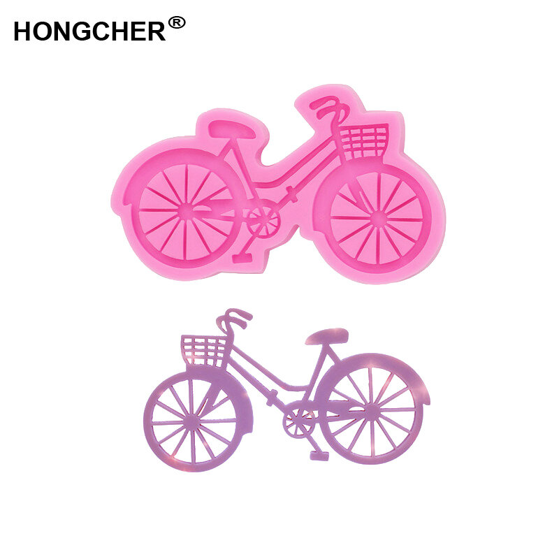 Molde de bicicleta com pingente de silicone, formas flexíveis para assar, joias, resina epóxi, decoração de sobremesa