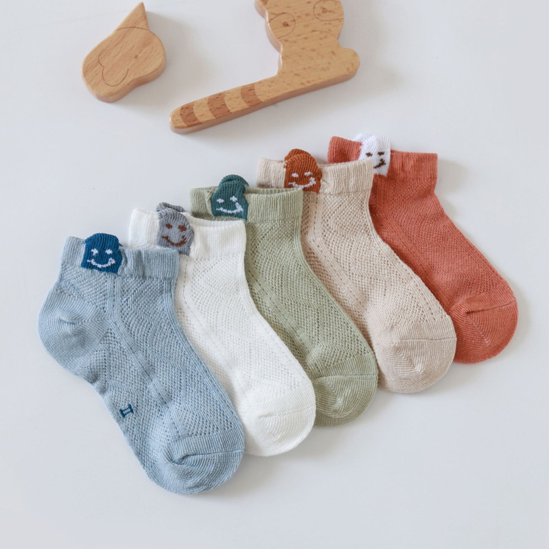 2021 Spring and Summer New Children's Summer Thin Baby Socks Mesh Short Tube Baby Kids Socks  5 Pieces 1 Lot WZ45