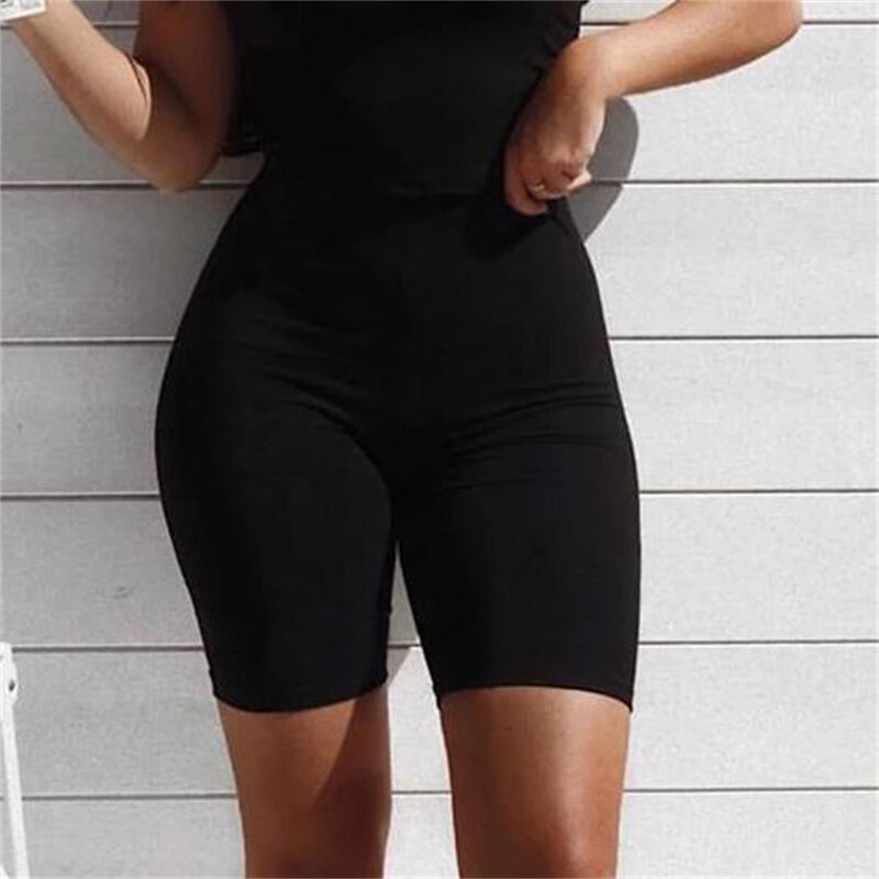 Women High Waist Tight Sport Shorts Girls Casual Solid Color Slim Fit Short Pants, Stretchy Bottoms For Yoga, Fitness, S-XL