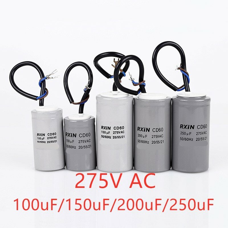 Single-phase ac motor starting capacitor type CD60 275V AC high-capacity capacitor 100uF/150uF/200uF/250uF