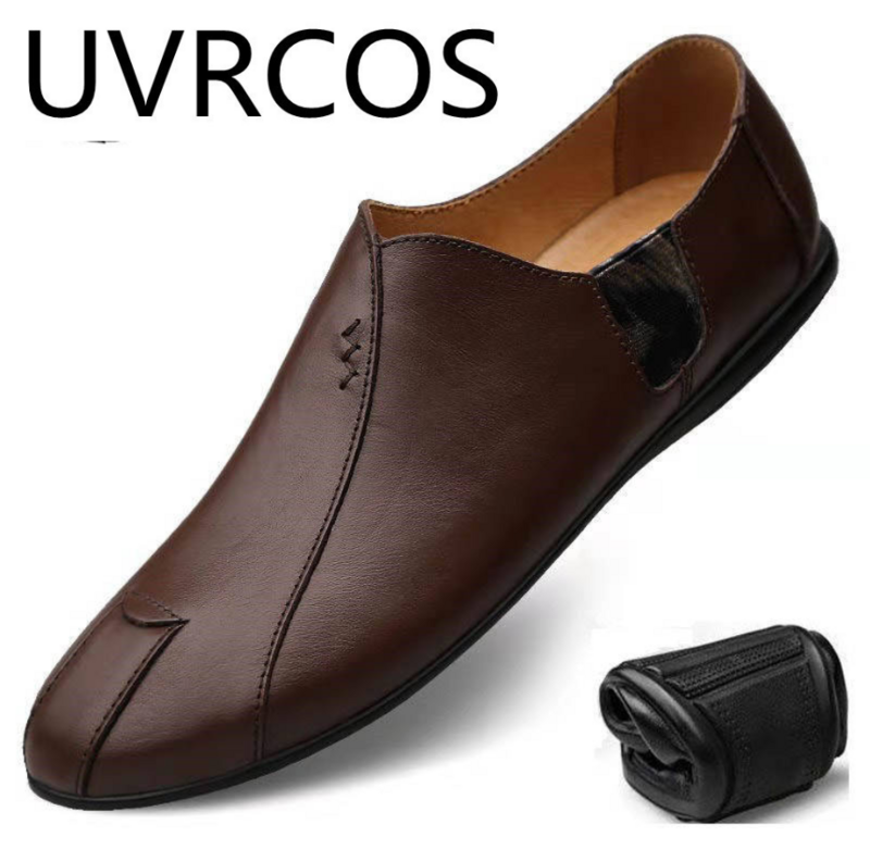 Zapatos informales de cuero para Hombre, mocasines transpirables sin cordones, de talla grande, marca de lujo, 2022