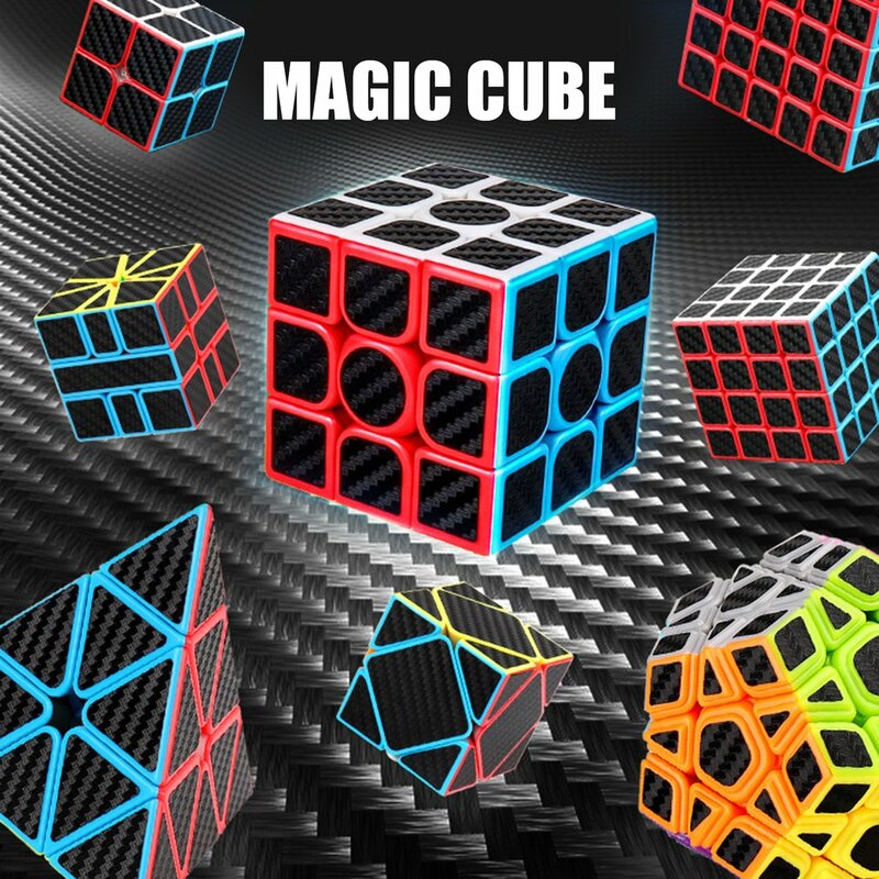 Cube magique pyramide multi-commandes, en Fiber de carbone, autocollant de série, jouets éducatifs pour enfants