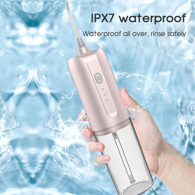 Boi-irrigador bucal impermeable IPX7, 3 modos de pulso suave, recargable rápido, 6 boquillas, blanqueamiento Dental, chorro de agua, 200ML