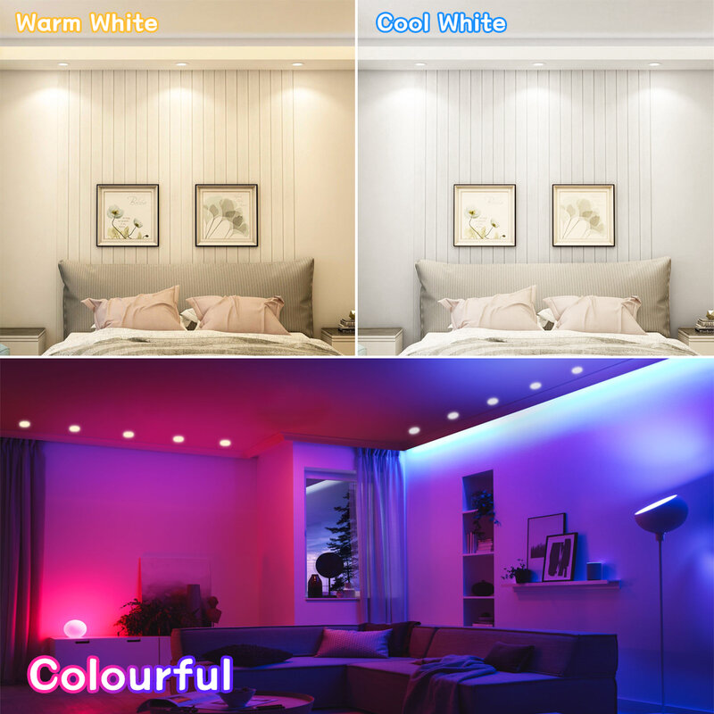 Spot lumineux LED avec Bluetooth et télécommande pour maison intelligente, ampoule changeante rvb, luminaire de plafond, 110/220V, 7W