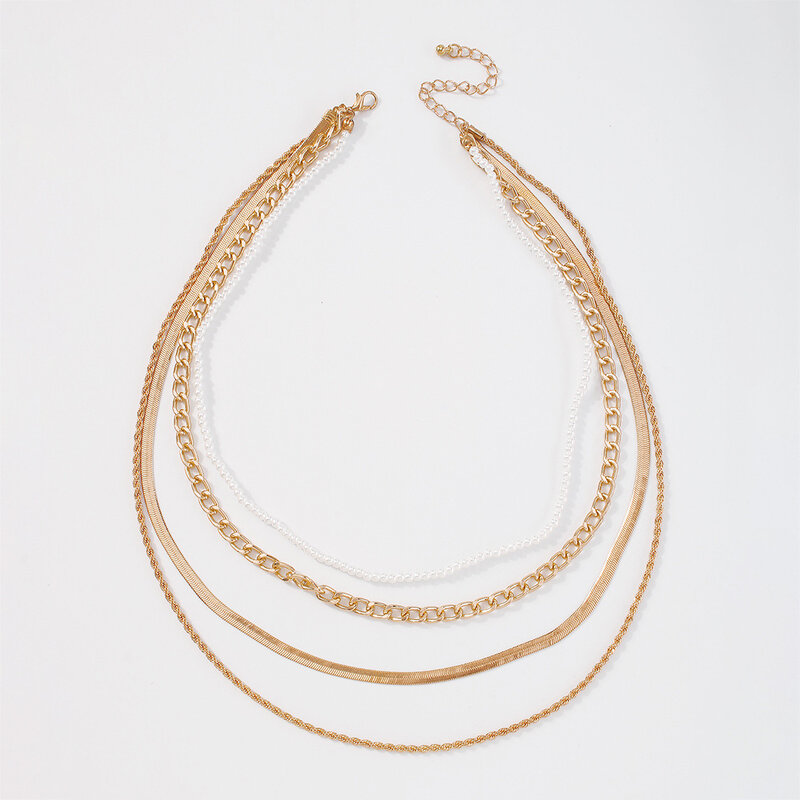 Женское Ожерелье, элегантное многослойное жемчужное двойное ожерелье, женское необычное ретро-ожерелье со змеиной цепочкой, индивидуально...