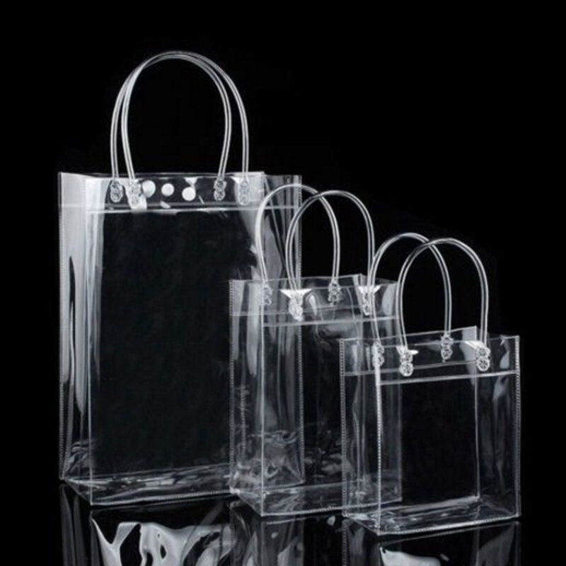 One Piece New Clear Tote Waterproof Bag PVC Transparent Shopping Bag Shoulder Handbag Environmentally Travel Storage Bags