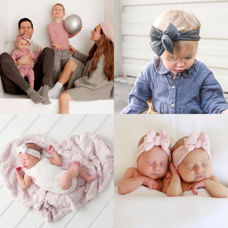 Diadema de algodón súper suave sin costuras para bebé, accesorios para el pelo de bebé, turbante con lazo, diadema ancha para recién nacido