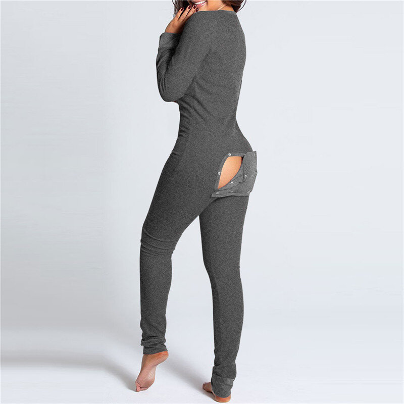 HIRIGIN-새로운 v넥 버튼 섹시한 롬퍼 여성 긴 소매 점프 슈트, 가을 과일 프린트 잠옷 플랩 잠옷, 2021