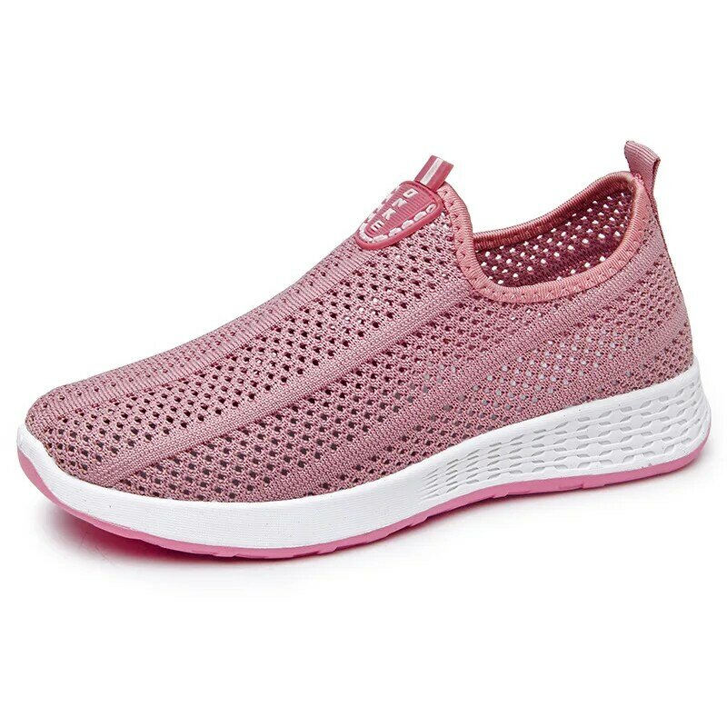 Zapatillas deportivas de malla transpirable para mujer, zapatos informales vulcanizados planos a la moda, color blanco, para caminar, para gimnasio, 2021
