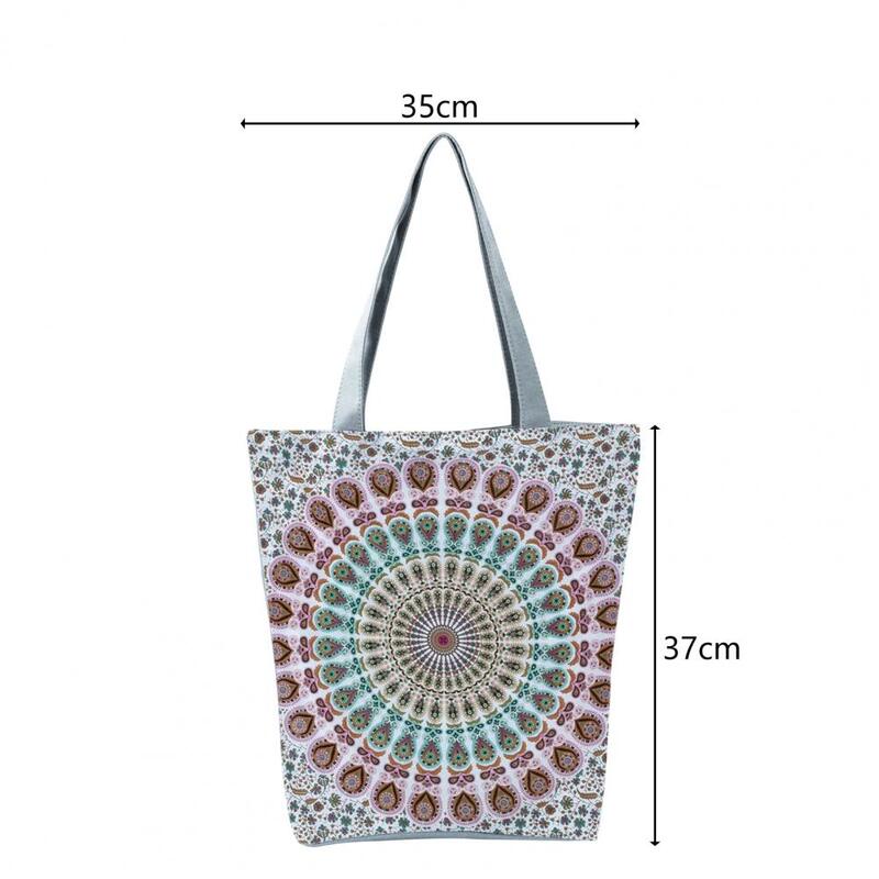 Sac à bandoulière pliable Portable bohème rond imprimé grande capacité, sac à poignée supérieure pour l'école