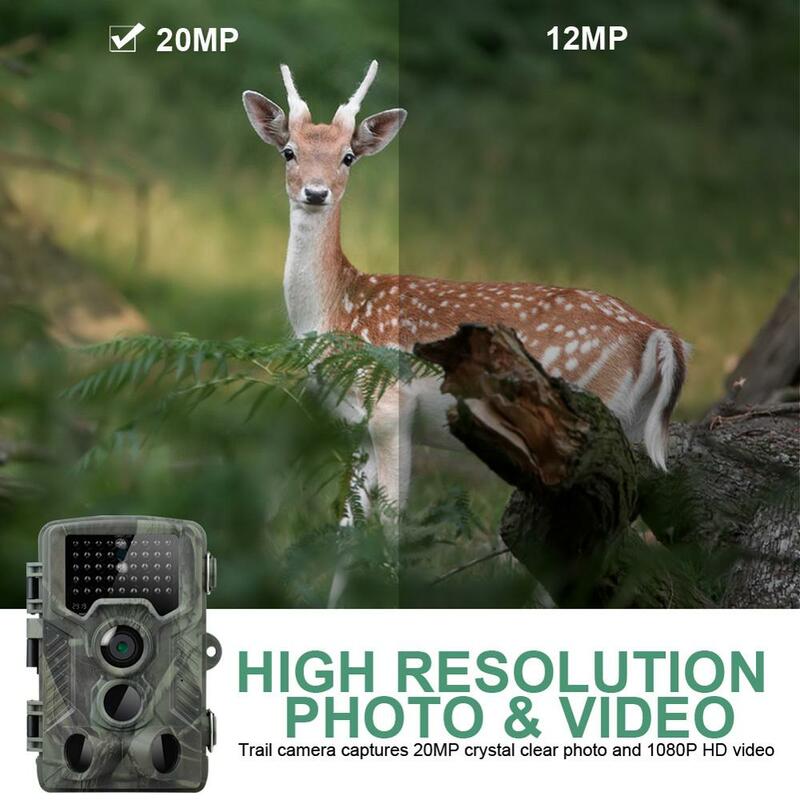Cámara de vídeo de caza, 20MP, 1080P, seguridad para el hogar, granja, 0,3 s, gatillo de tiempo, vida silvestre, trampa de fotos oculta, vigilancia HC800A