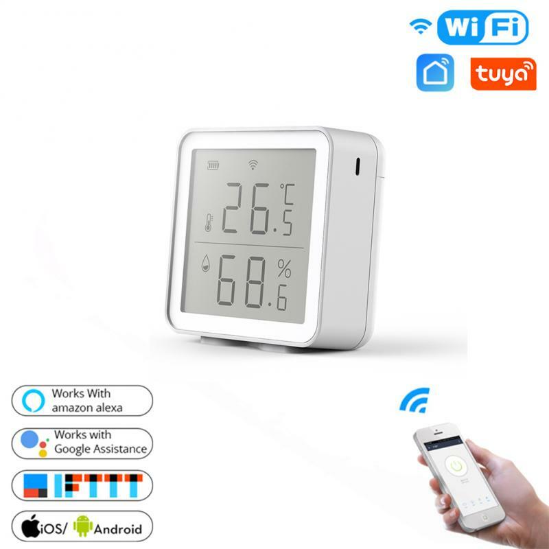 Tuya Smart Life WIFI czujnik temperatury i wilgotności wewnętrzny termometr higrometrowy z wyświetlaczem LCD dla Alexa asystent Google