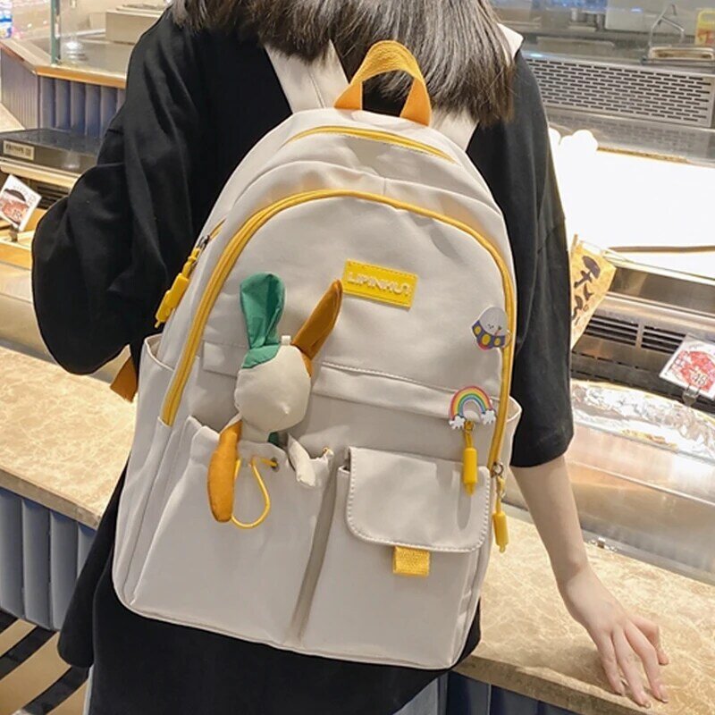 Waterproof Nylon Backpack Women Fashion Travel Laptop Backpack Cute Kawaii School Bag For Girls Trendy College Student Bookbag