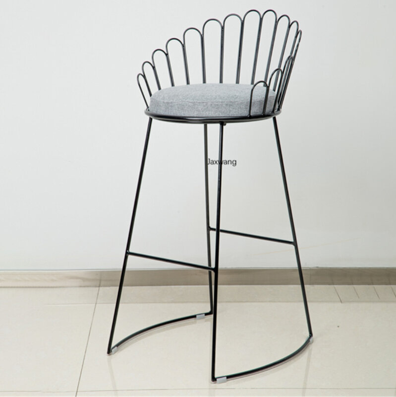 Cadeira de bar personalizada, ferro forjado, estilo nórdico, assento alto, formato de flor, sem encosto, cadeira de bar para salão