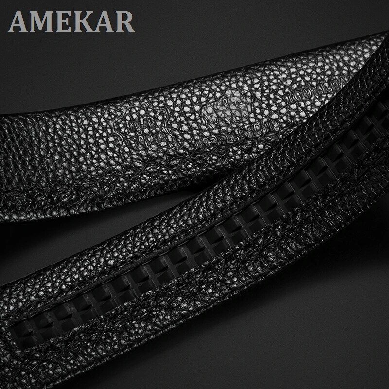 Cinturones de lujo para hombre, correa de cuero con hebilla automática, Genune, de marca de diseñador, de alta calidad, color negro