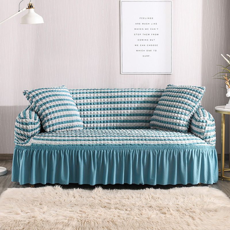 Babados seersucker sofá capa para sala de estar grosso elástico sólido estiramento slipcovers sofá poltrona cobre 1/2/3/4 seater