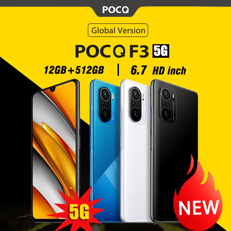 Ponsel Pintar Versi Global POCQ F3 5G Ponsel Android 12GB + 512GB Ponsel 6.7 Inci 10-Core Pengenalan Wajah Ponsel
