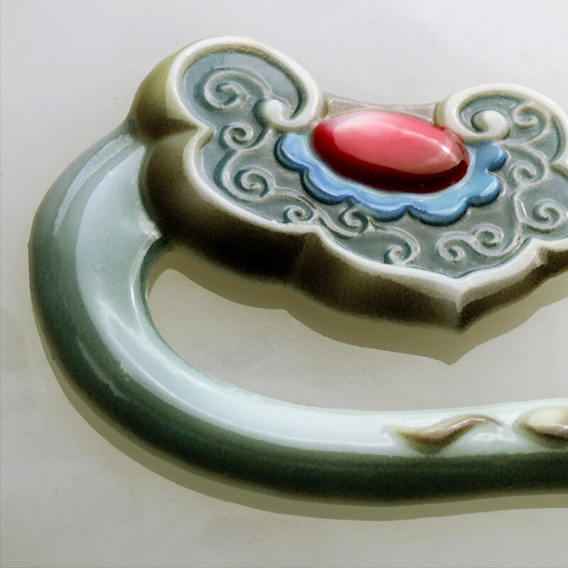 Décoration de boucle en Jade naturel, Ruyi, décoration pour la maison, salon, meuble TV, Hall d'entrée, bureau