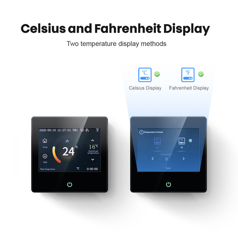 Fancyto WiFi Smart Termostat Pengendali Suhu Pemanasan dengan Celsius/Fahrenheit Layar Sentuh LED Bekerja dengan Alexa Google Home