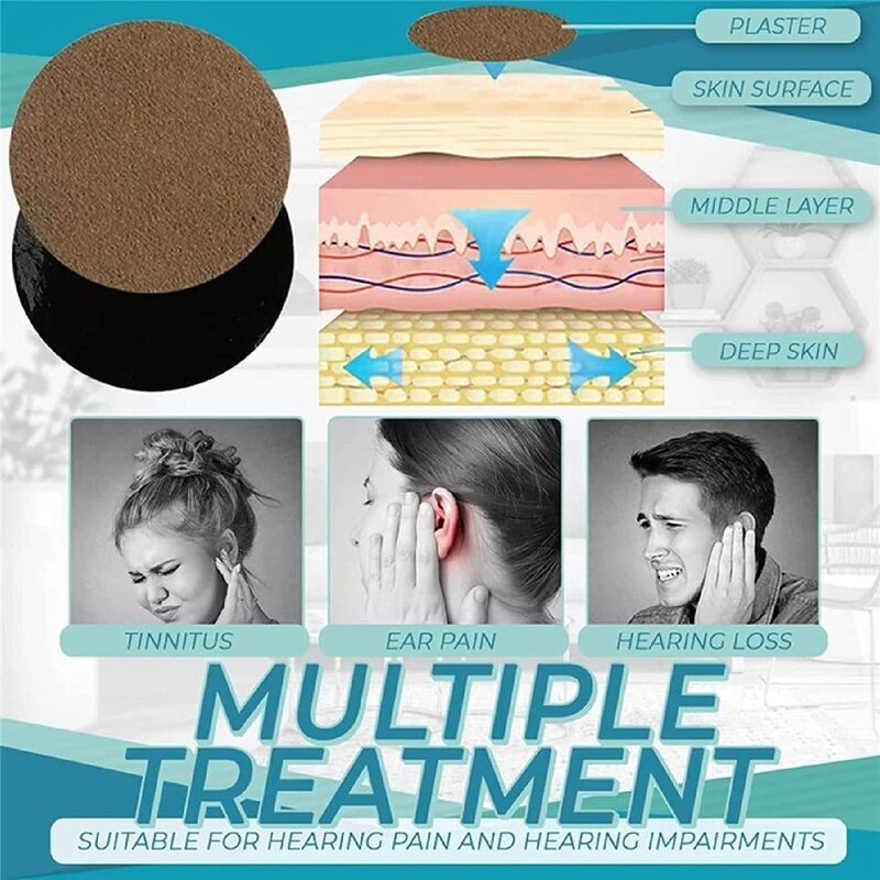 10 pçs tratamento de alívio de zumbido remendo da orelha natural proteger a audição melhorar a etiqueta gesso dor planta erva orelha zumbido alívio