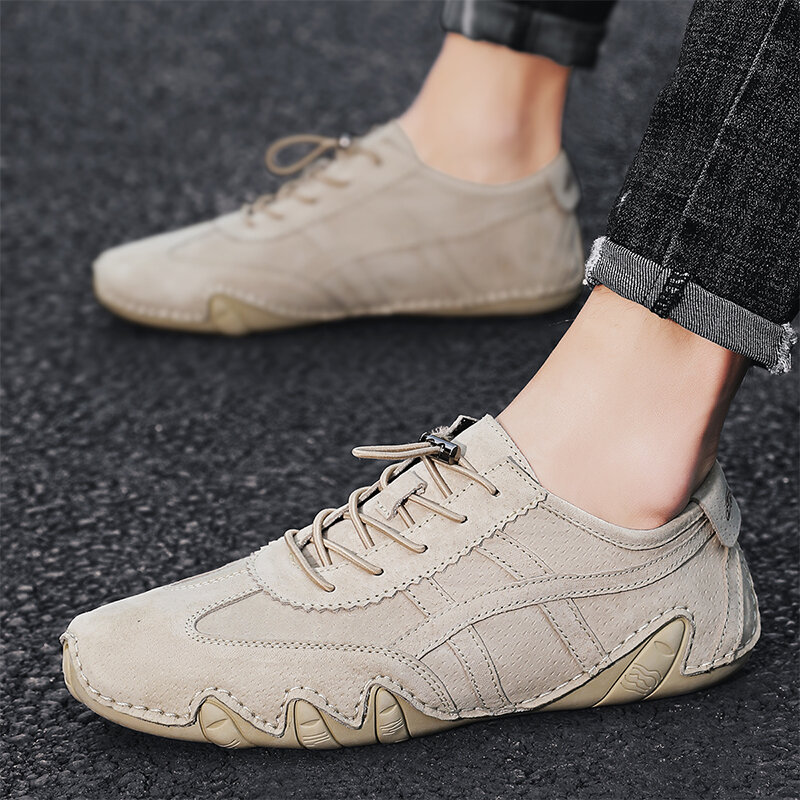 2021 New Men Shoes Leather Casual Shoes Fashion Slip On Driving Shoes Outdoor Breathable Flat Shoes Loafers Moccasins Big Size