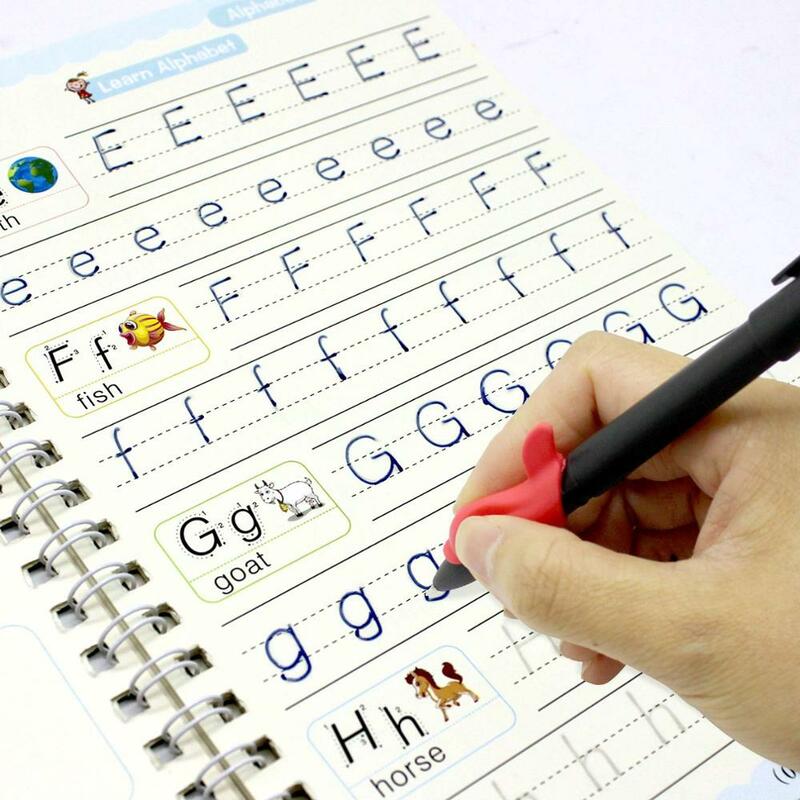 4x niños caligrafía mágico ejercicio cuaderno escolar presencia escolar con lápiz reutilizables
